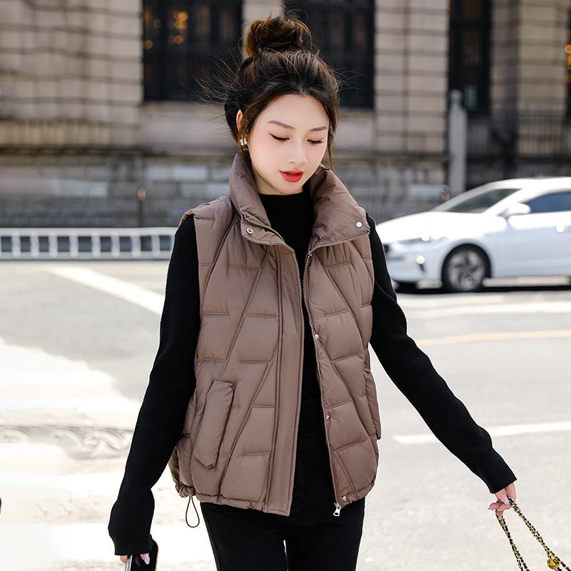 Down Cotton Vest Autumn and Winter Loose Foreign Style Outer Wear Vest Stand-up Collar New Women's Korean Version Vest