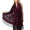 Шаль в этническом стиле Элегантная накидка-шаль для ципао Универсальный шарф с длинной кисточкой Теплая накидка на плечи для помещения с кондиционером