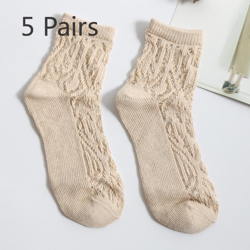 5 пар носков с ромбовидной решеткой, дышащие хлопковые носки для женщин