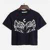 Sun Moon Print Crop Top Y2k Dark Streetwear Punk Short Sleeve Tees Young Gothic Women's T-shirt Graphic T-shirt Harajuku Corset