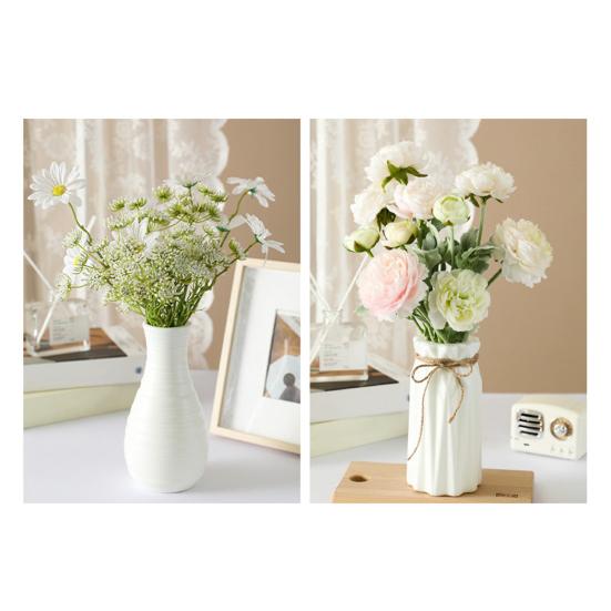 Imitation Ceramic Plastic Vase Budget-friendly Decorative Plastic White Vase Flower Arrangement Decoration