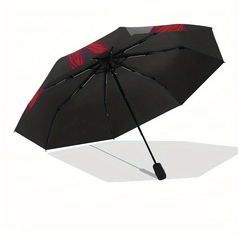 Star, Pentagram Automatic folding umbrella simple eight rib design, bright color pattern, durable iron frame, ideal for travel and outdoor,