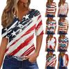Women's T Shirt Tee Independence Day Print Button Short Sleeve Daily Weekend Fashion Basic V-Neck Regular Top