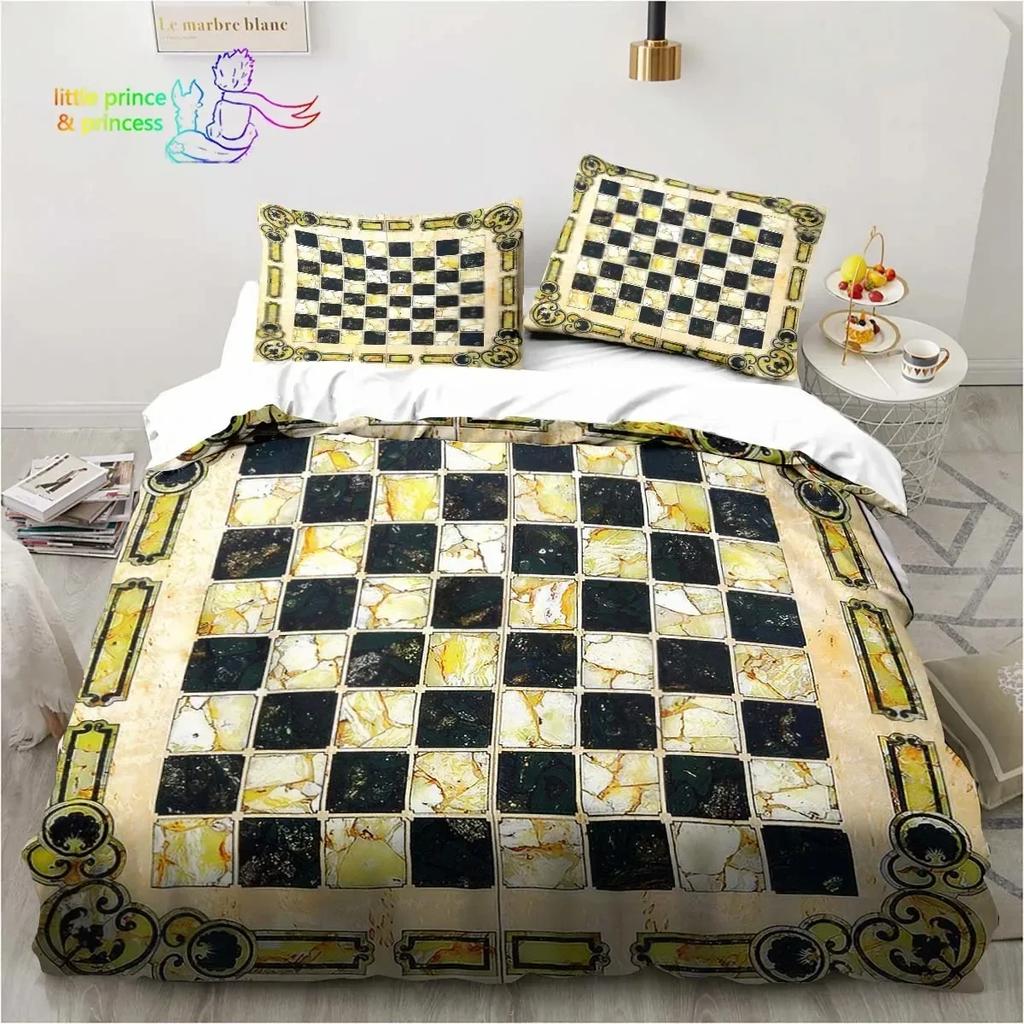 Funny Chess Board Bedding Set Single Twin Full Queen King Size Bed Set Adult Kid Bedroom 3D Printed Bedding Gift