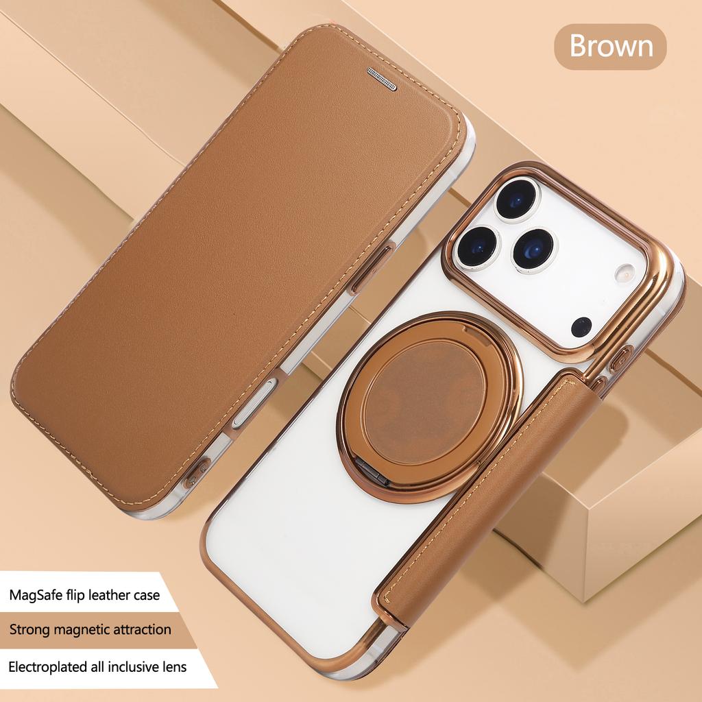 Магнитный чехол-книжка с вращающимся на 360° держателем для iPhone 17 Pro Max 16 Plus 15 14, противоударный, с удобным захватом, RFID-карман