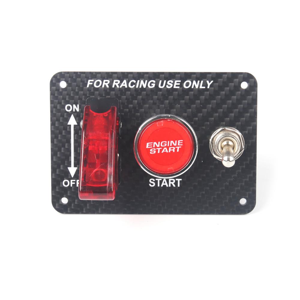 3 Gang True Carbon Fiber 12V LED Lgnition Switch Panel Car Modification Racing Universal Car Engine Start Push Button