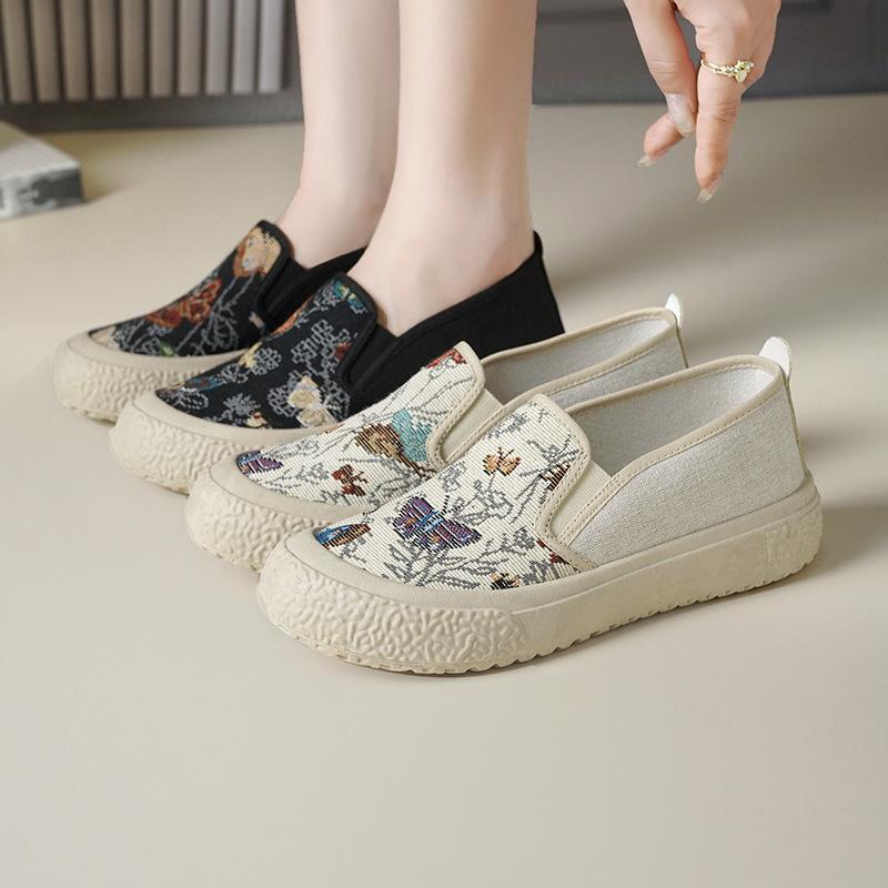 Embroidered Cloth Shoes Children's Spring New One-pedal Casual Sports Shoes Cloth Shoes Women