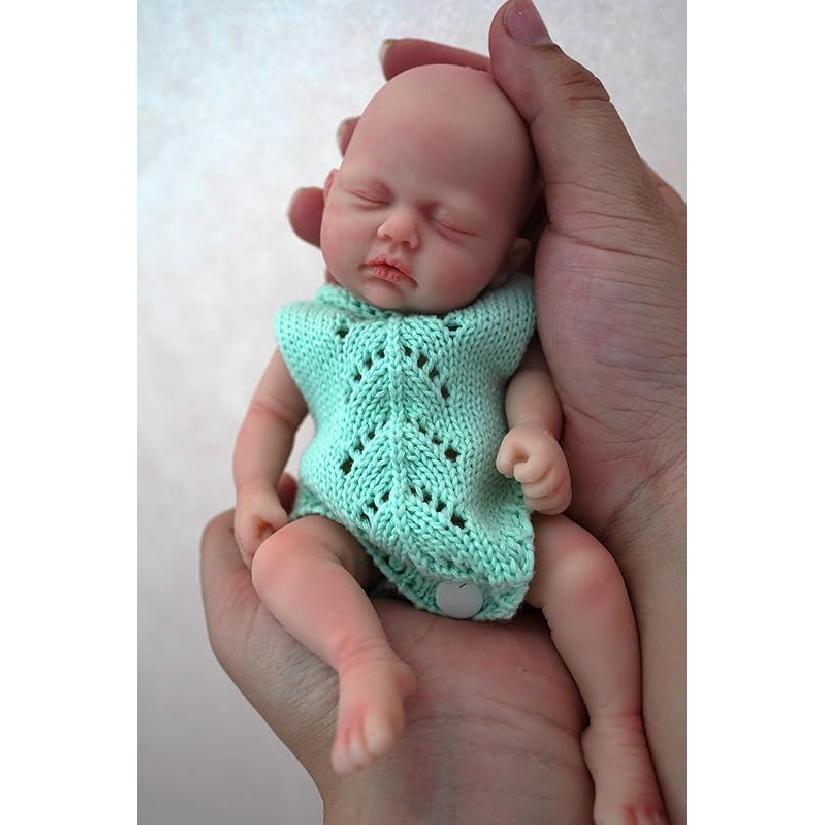 7" Micro Preemie Full Body Silicone Monkey Baby Doll Lux Lifelike Mini Reborn Doll Surprice Children Anti-Stress, Feel Real(Girl)