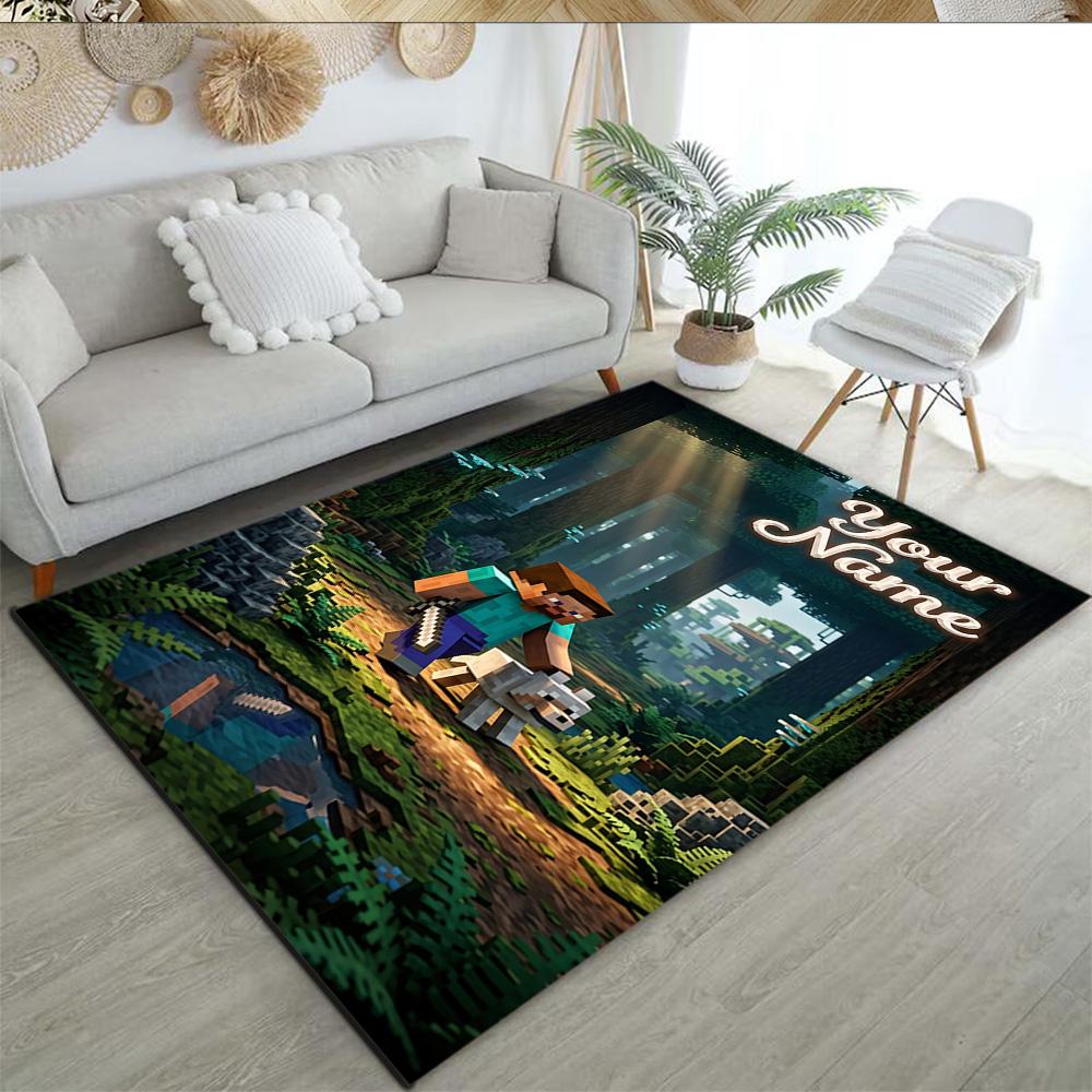 Minecraft Customized Name Area Rug Perfect For Decorate Room Balcony Outdoor Hallway Antislip Rug Anime Office Decor Gift For Festivals