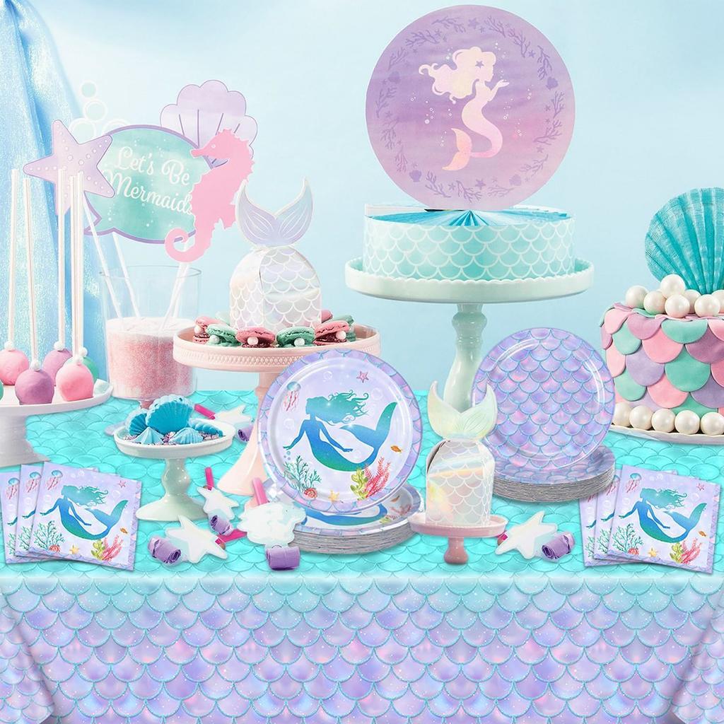 Скатерть в виде русалки Украшения на день рождения в виде русалки Одноразовые скатерти для вечеринок для девочек Тематические сувениры на день рождения для вечеринки в честь рождения ребенка