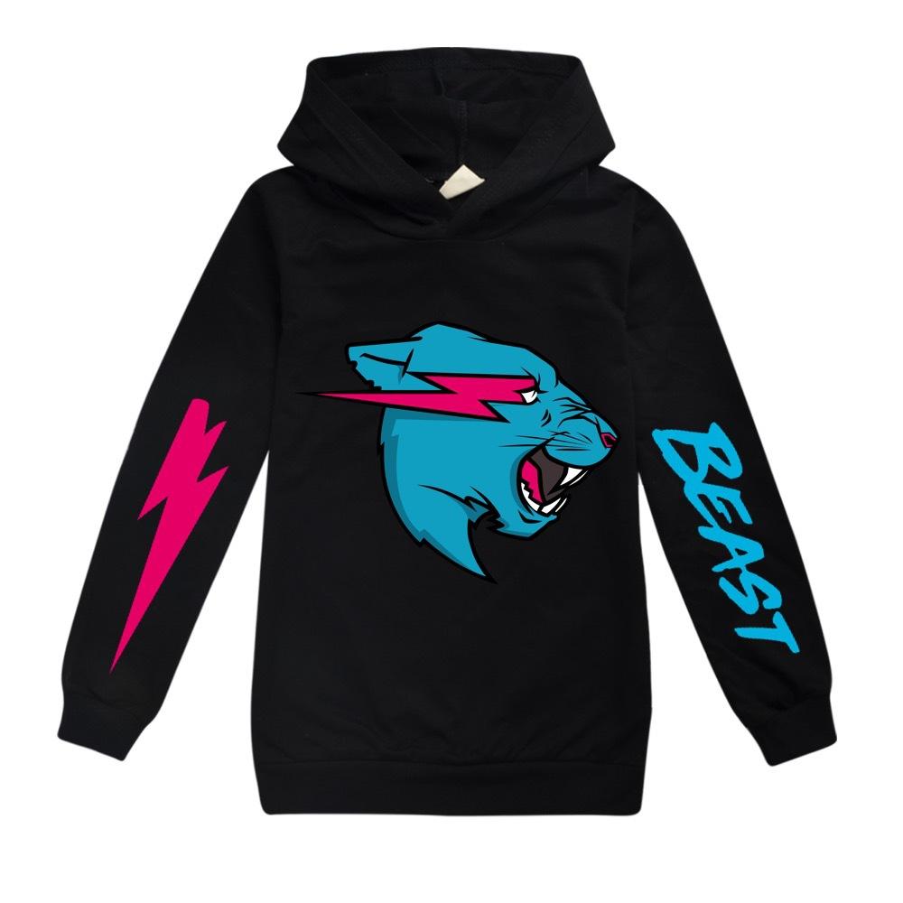 Толстовка с капюшоном и рисунком «Мистер Зверь» для мальчиков и девочек, футболка, топы, одежда