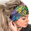 Wide Sweat Absorbing Sports Headband Quick Drying Stretchy Women Bohemia Style Plaid Pattern Yoga Headwrap Hair Accessories