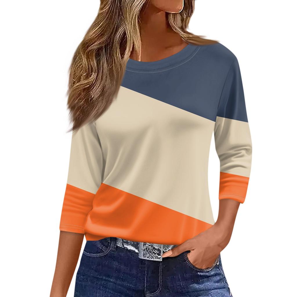 Traf 2024 Mujer женская мода повседневная круглая горловина рукав 3/4 свободная принтованная футболка женская верхняя одежда для женщин рубашка для женщин