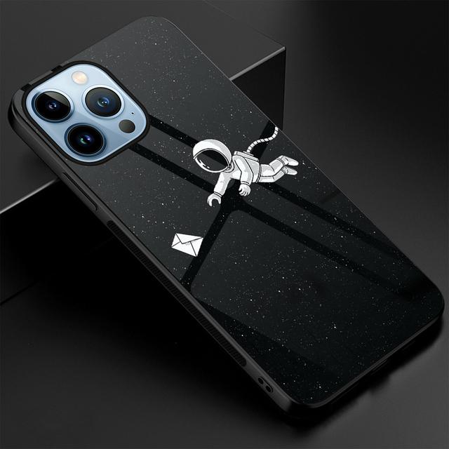 Милый чехол для телефона с астронавтом для Iphone 14 13 11 12 Pro Max Mini Xs Xr X 7 8 6s Plus Se 2022, роскошный чехол из закаленного стекла Fundas