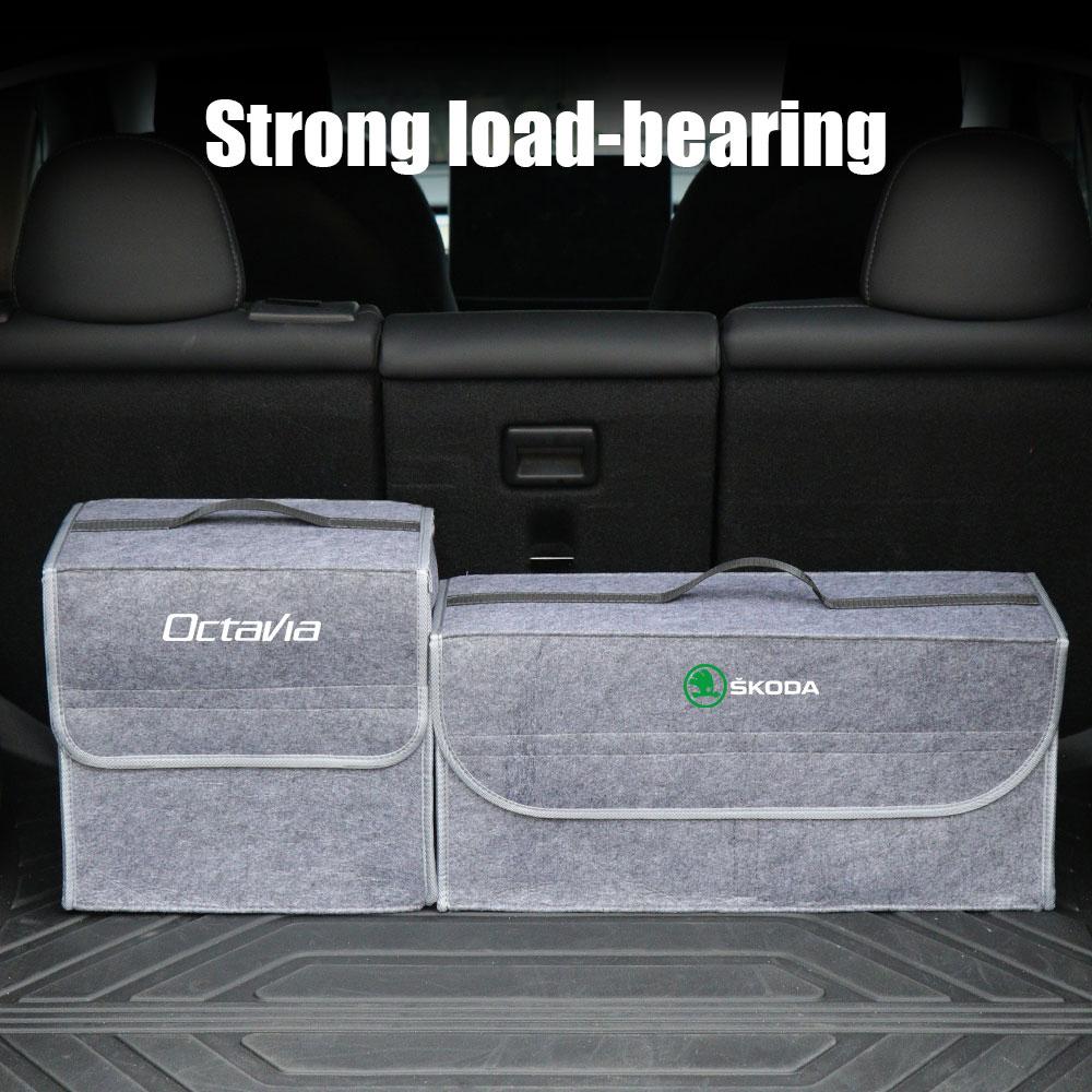 XNHX9 For Skoda Octavia 3 2 A5 A7 A2 Superb 3 Fabia 2 Karoq Car Folding Storage Box Car Trunk Organizer Box Auto Storage Accessories