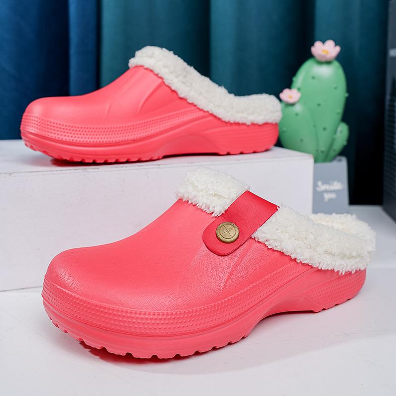 Домашние теплые тапочки для женщин и мужчин, мягкие плюшевые тапочки, женские сабо, уличные водонепроницаемые нескользящие хлопковые тапочки