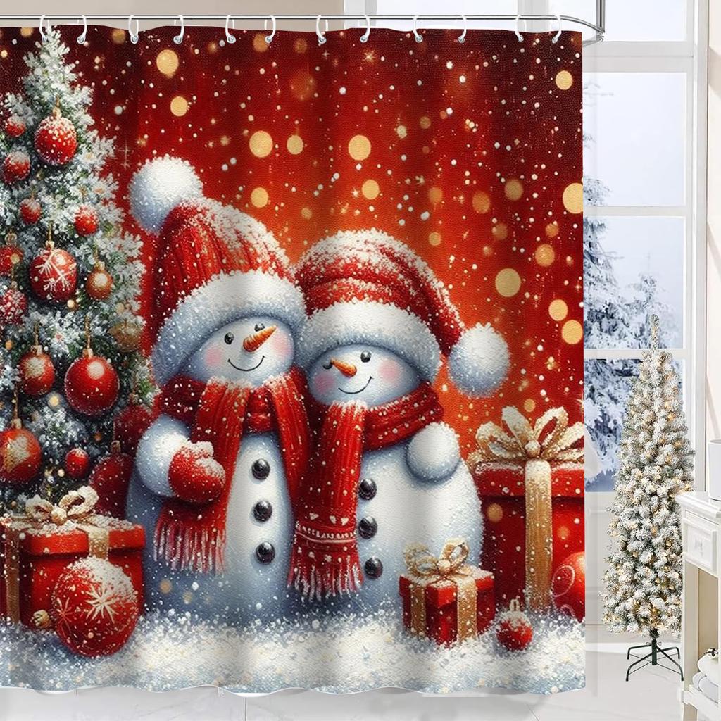 Christmas Festival decorations Santa Claus Pattern Bathroom Shower Curtain With 12  Hooks Home bathroom decor and accessories