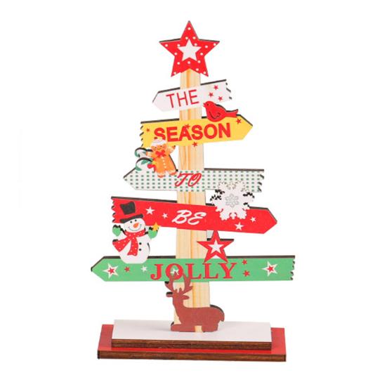 Рождественская елка, украшение для рабочего стола, устойчивое основание из цельного дерева, указательный столб, Лось, снеговик, снежинка, многоразовый праздник, рождественский орнамент для стола, товары для вечеринок, подарок