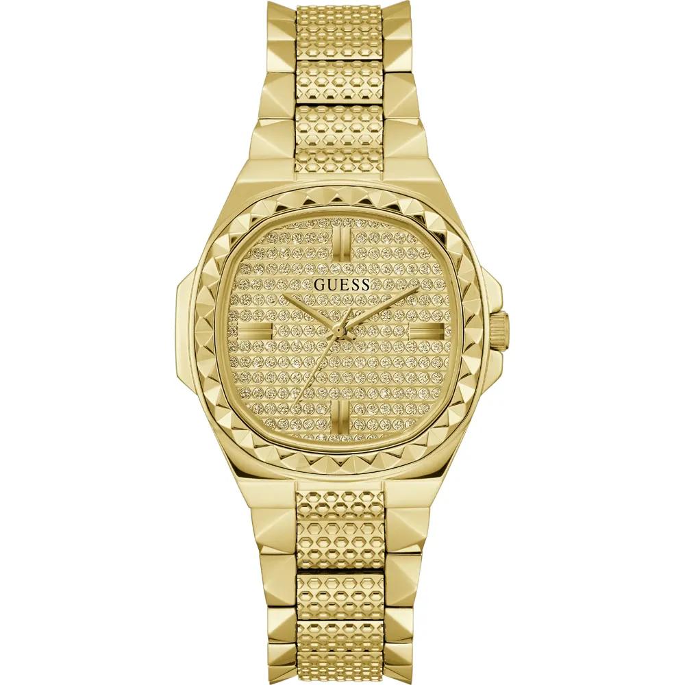 Guess Женские кварцевые часы Rebellious из нержавеющей стали золотого цвета GW0601L1