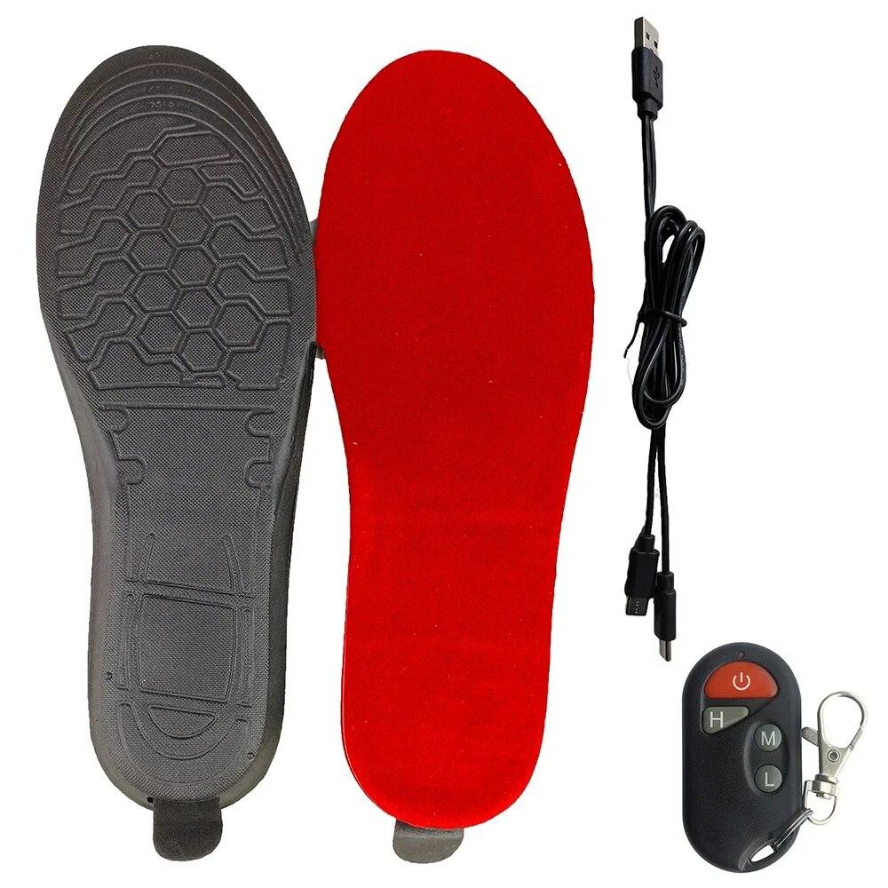 Перезаряжаемая стелька с подогревом и дистанционным управлением, зимняя дезодорирующая дышащая стелька с подогревом для улицы, мягкая стелька с флисовой подкладкой