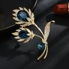Heavy Industry Luxury Blue Water Drop Flower Brooch High-End Clothing Accessories Corsage Slightly Inlaid Zircon Direct Supply