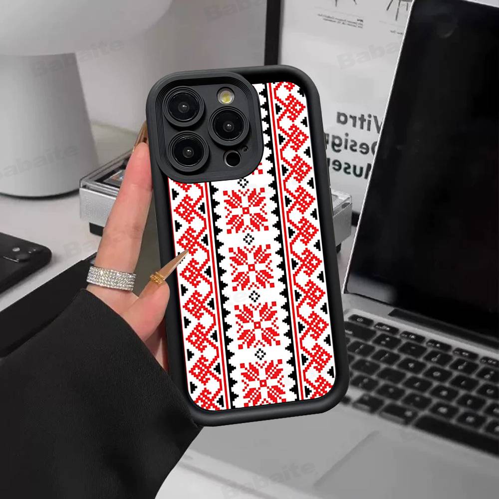 G-Украина Узор Орнамент Для IPhone 17 Pro Max 16 15 14 13 12 11 Plus Черный Мягкий Чехол для Телефона