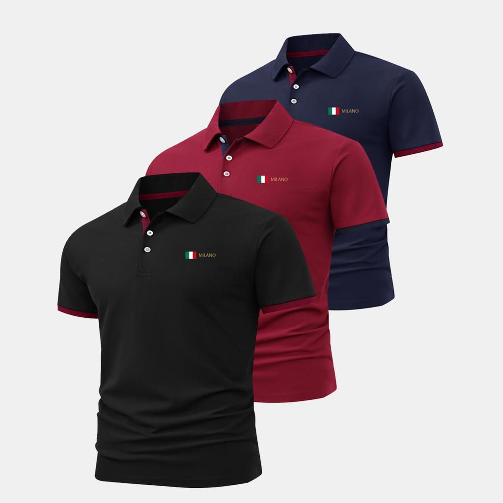 3Pack Polo shirts, 3button stand-up collar, 2tone cuffs, soft, lightweight, moisture-wicking, and breathable golf apparel