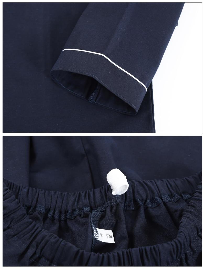 SUIMIN CARE Сделано в Японии Оксфорд Однотонный Большие размеры LL Мужская пижама, Пряжа-окрашенный 100% хлопок, Цвет, Рукав, Весна/Осень, M, L, (LL, ВМС)