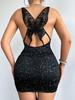 2025 European & American Backless Shiny Butterfly Strap Bodycon Dress