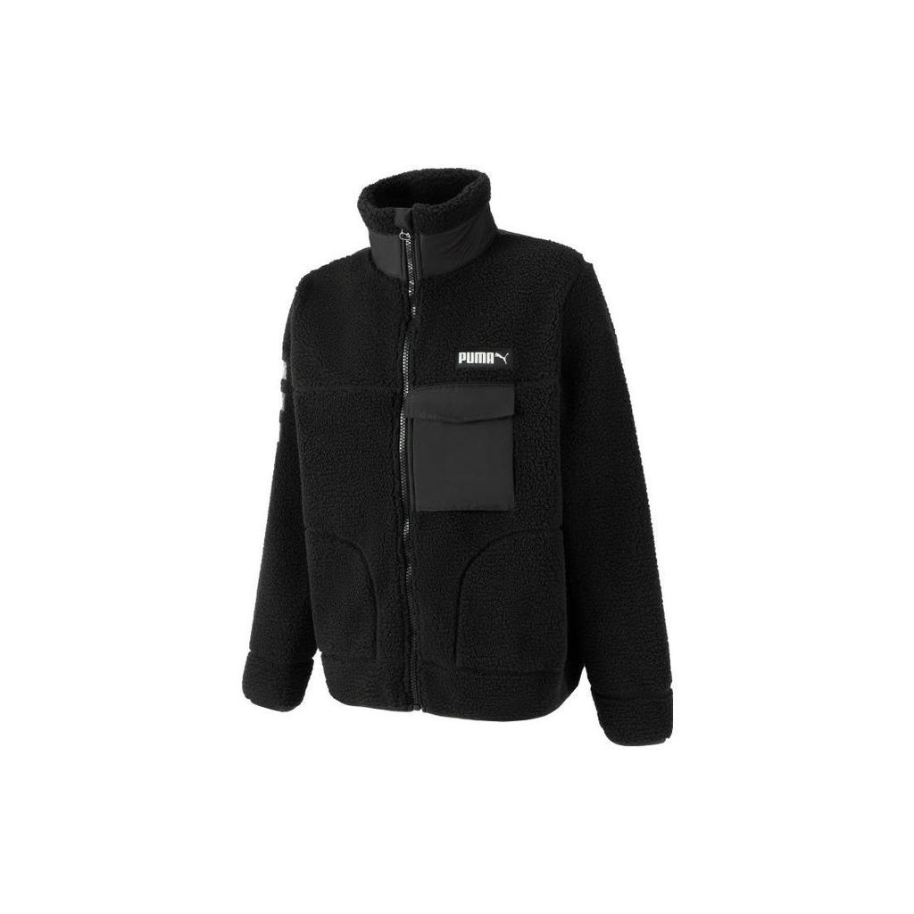 Puma Winterized Solid Logo Zip-Up Fleece Jacket Unisex Outerwear Black 539707-01