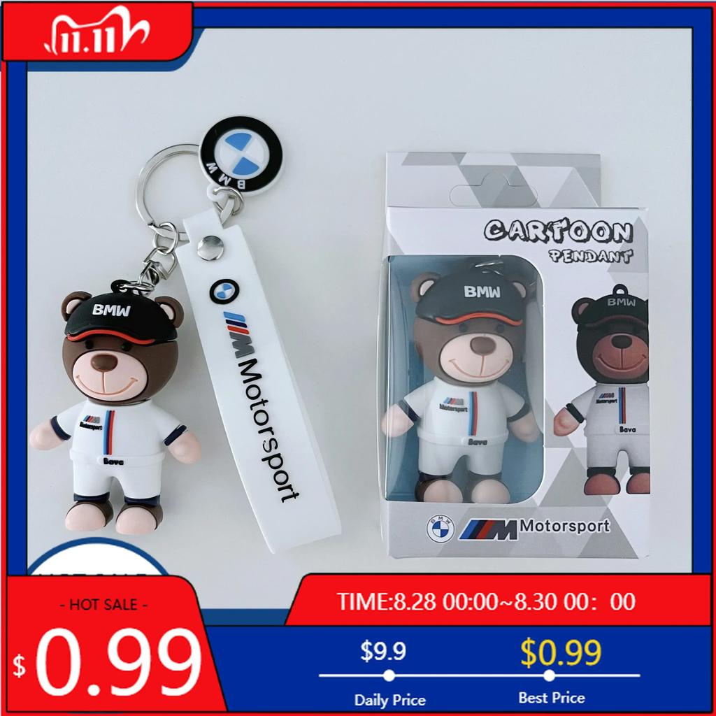BAAQ1 Car Sticker 2026 New Hots E60 New Hots Little Bear Doll Car Logo BMW Emblem Luxury Car Keychain For BMW X1 X2 X3 X4 X5 X6 3 5 Se