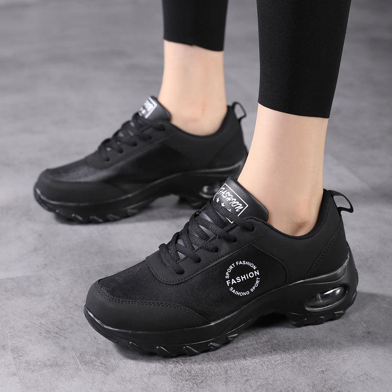 Large Size Women's Leather Sneakers Air Cushion Running Shoes Women's Non-slip Soft-soled Shoes Travel Shoes Dance Shoes