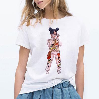 Уличная футболка в стиле хип-хоп Billie Eilish Harajuku, повседневная футболка с круглым вырезом и короткими рукавами, мужская и женская футболка с сублимацией