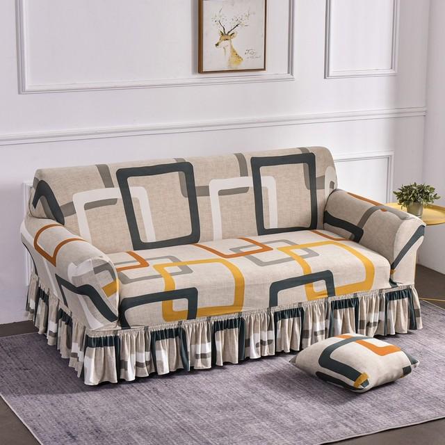 Чехол для дивана с геометрическим рисунком, эластичный спандекс, юбка для дивана, чехлы для гостиной, кресло, чехол для дивана, защита для мебели