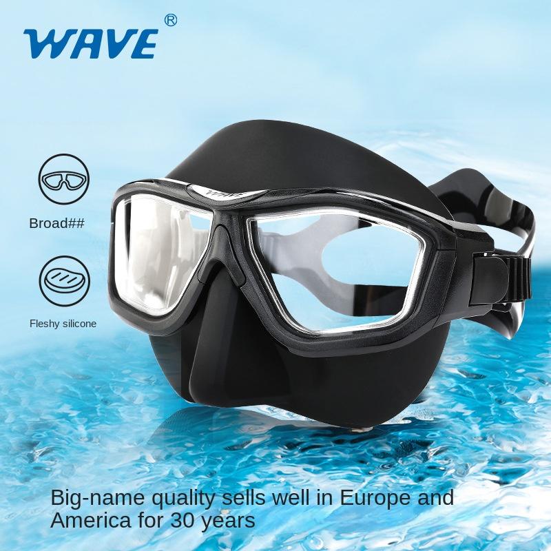 WAVE Anti-Fog Diving Mask Low Volume Freediving Mask Scuba Snorkeling Gear for Adults