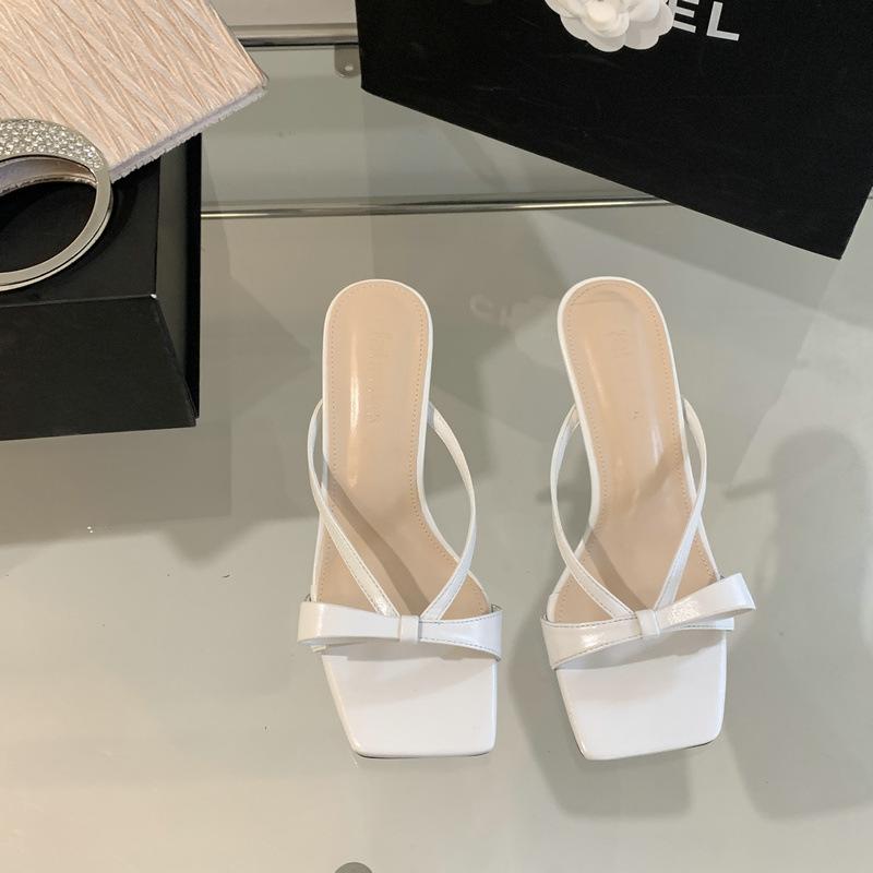 Французский кот в стиле фей и сандалии, летнее слово с бантом, квадратная голова, тонкий каблук, элегантные туфли на высоком каблуке, женские