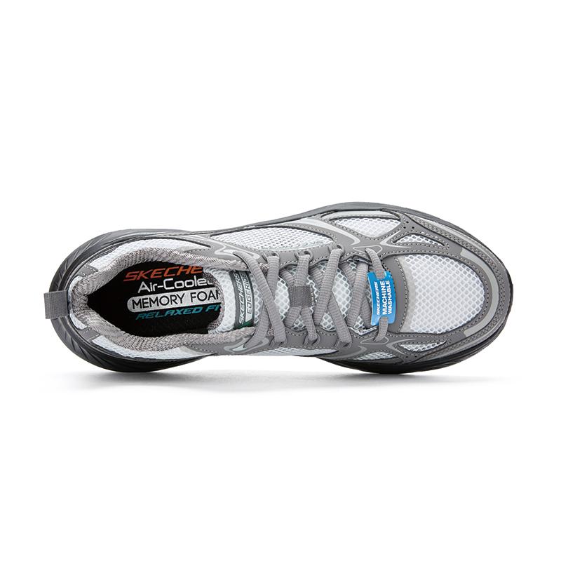 Skechers Летний дышащий модный универсальный тканевый верхний слой из коровьей кожи низкие повседневные кроссовки для бега мужские кроссовки Темно-серый 232919-CCBK