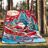 1pc Christmas Santa Claus Outdoor Flannel Blanket Soft All Season Polyester Throw , Perfect for Picnics & Travel , Picnic Accessory