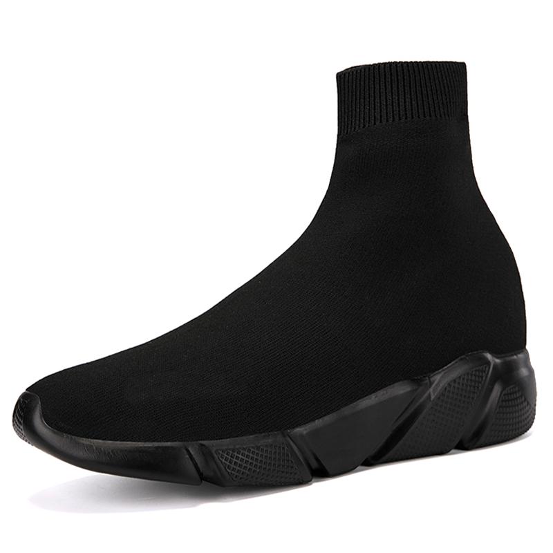 Trendy High-top Sock Sneakers Men Black Casual Shoes Women Breathable Jogging Shoes Sneakers Slip-on Walking Shoes Male Footwear