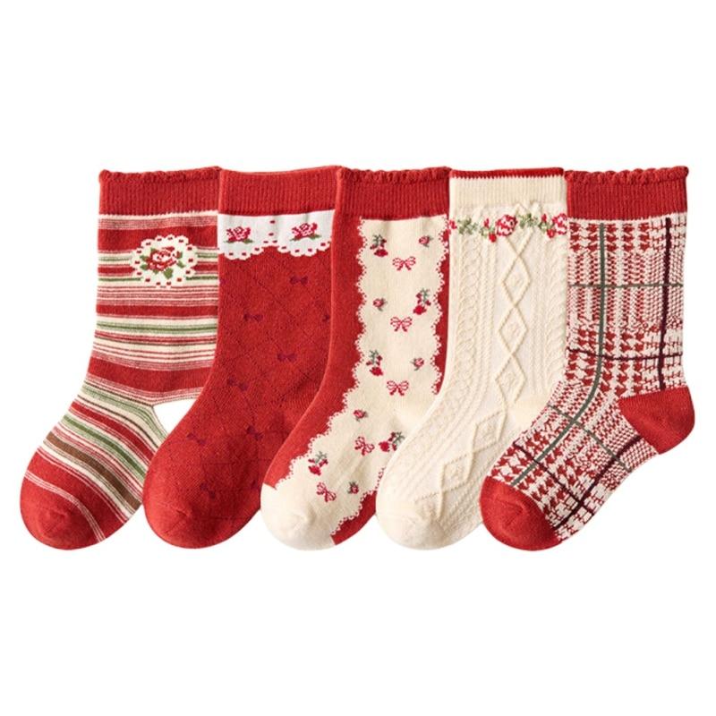 5 пар детских хлопковых рождественских носков для мальчиков и девочек, носки со снеговиком для малышей, носки Санта-Клауса, детские рождественские носки, красочные забавные носки, От 1 до 12 лет