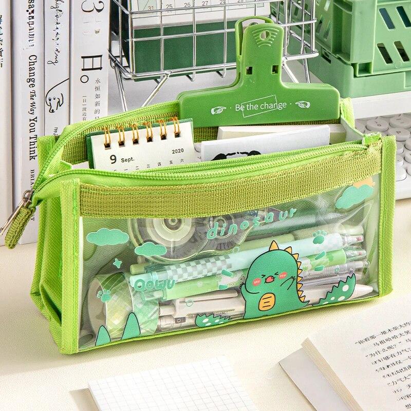 Cute Cartoon 6-layer Transparent Pencil Case Multi-functional Storage Stationery Box School Supplies Kawaii Stationery Bag 1pc
