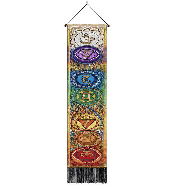 Seven Chakra Tapestry Vertical Wall Hanging Tree of Life Tapestry Tassel Yoga Meditation Tapestry for Bedroom Living Decoration