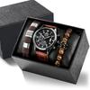 Fashion Trendy Faux Three-Eyed Mechanical Men's Watch Bracelet Beaded Bracelet Set of Three Without Gift Box