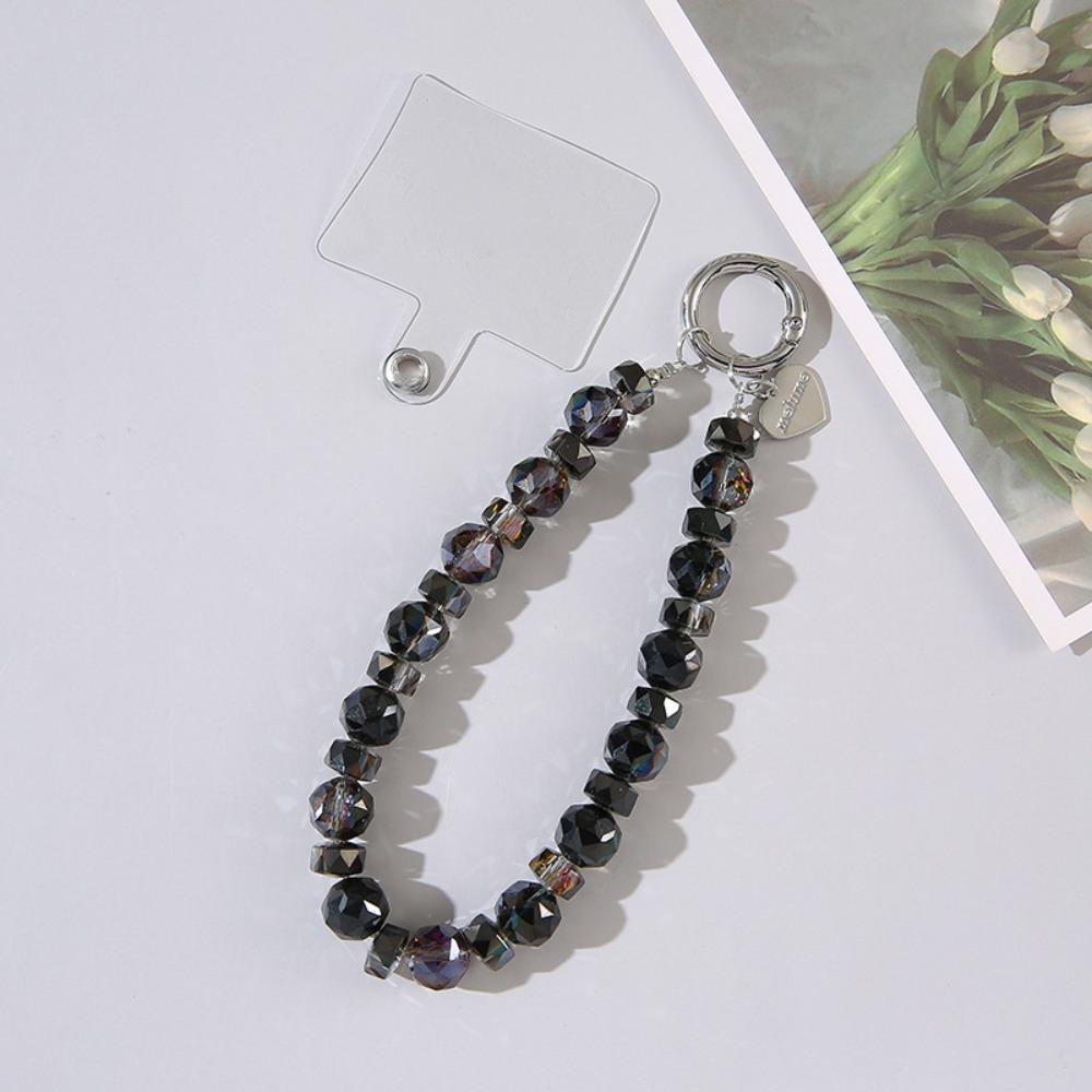 Detachable Crystal Bead Keychain Transparent Wrist Crystal Chain for Women Girls