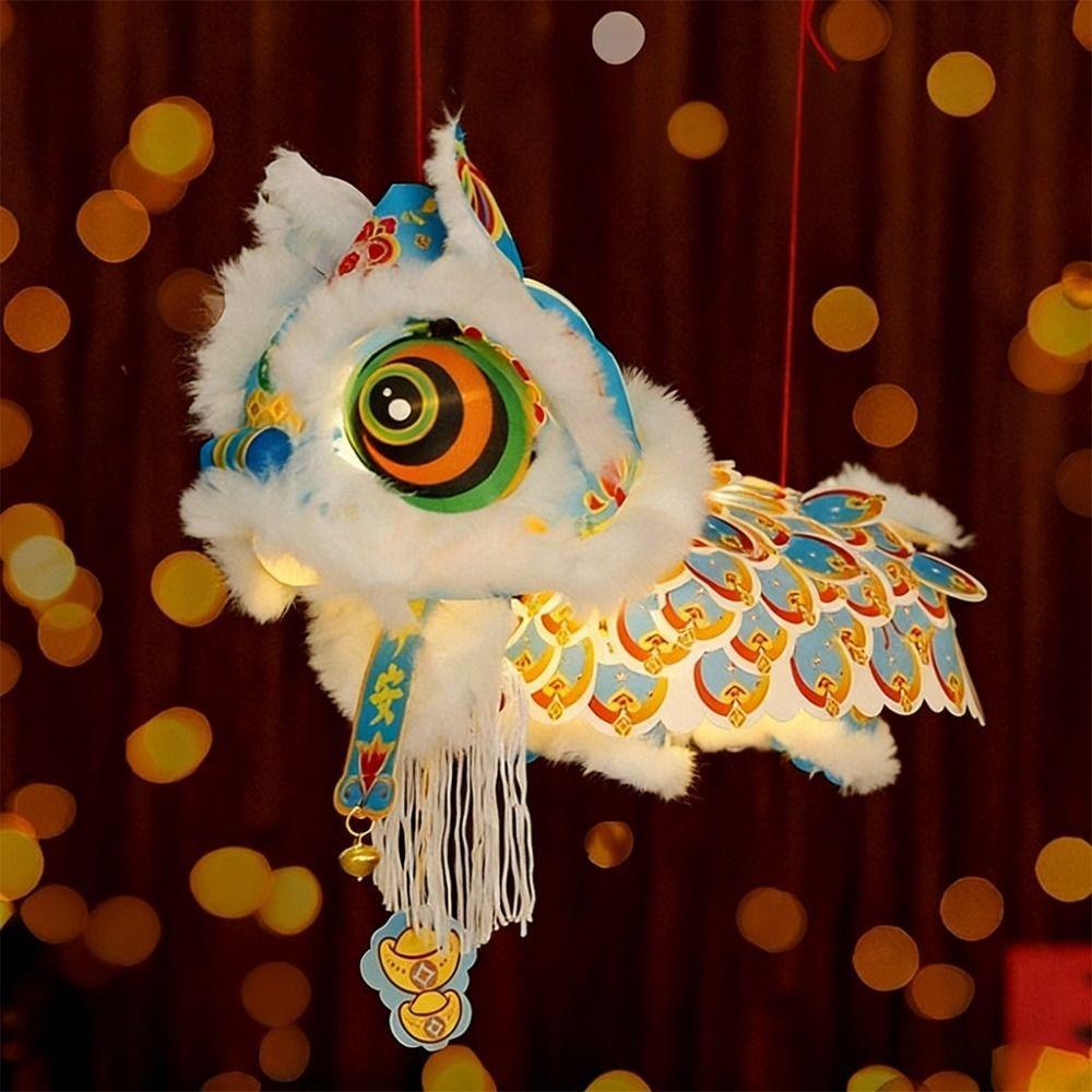 DIY Material Package New Year Lion Dance Lantern with Tassel Waterproof Ancient New Year Lantern Hanging Ornament