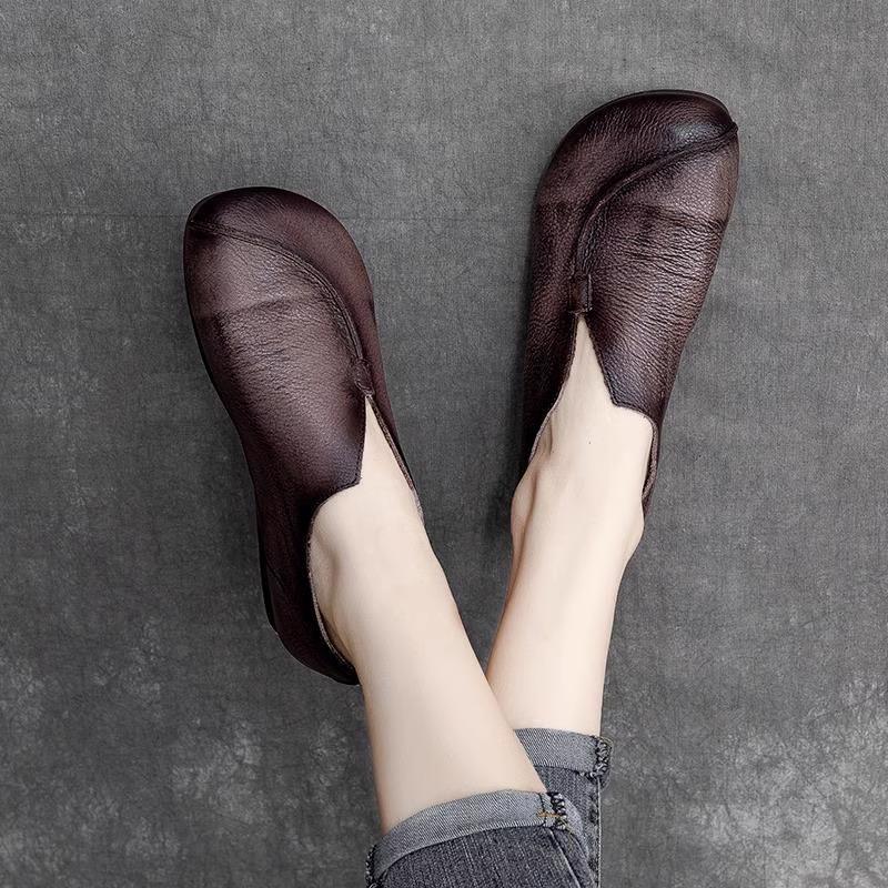 Модные коричневые кожаные мокасины в стиле ретро, женские дизайнерские балетки с V-образным вырезом, повседневные туфли с круглым носком, женские туфли Zapatos Mujer