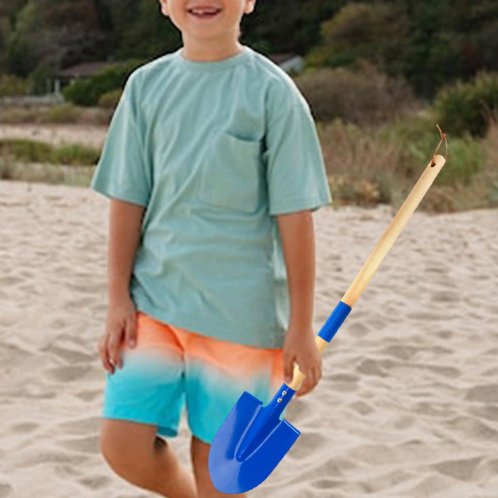 Metal Beach Shovel For Kids Digging 27 Inches Long Toddler Spade Sand Tool Birthday Gifts Baby Sand Toy With Wood Handle