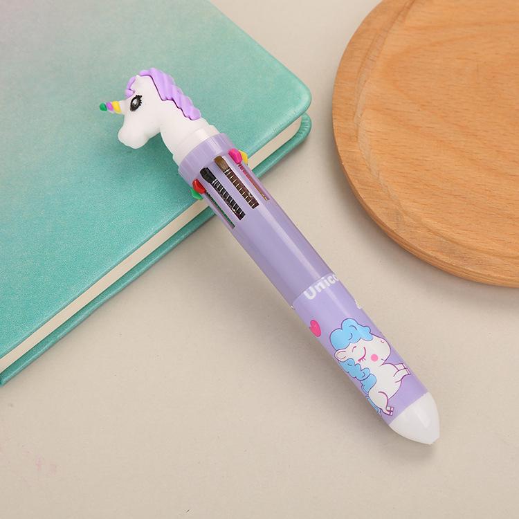 Cartoon Multi-Color Ballpoint Pen - 10 Colors for Cute Graffiti and Art, Ideal for Students