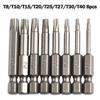8Pcs 50mm 1/4 Hex Shank Screwdriver Bits Magnetic Five-Point Torx Screwdriver Bits Set T8-T40 Electric Security Drill Wrench