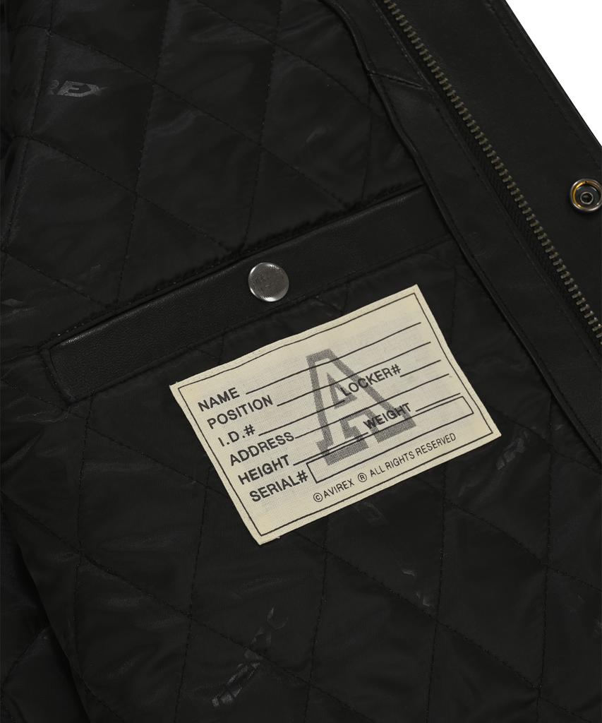 Avirex Graphic Varsity Leather Jacket / 7835250011 Black